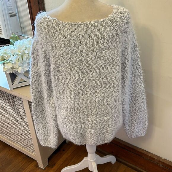 Buffalo David Bitton white gray fuzzy long sleeve sweater Size XL EUC - Picture 6 of 10